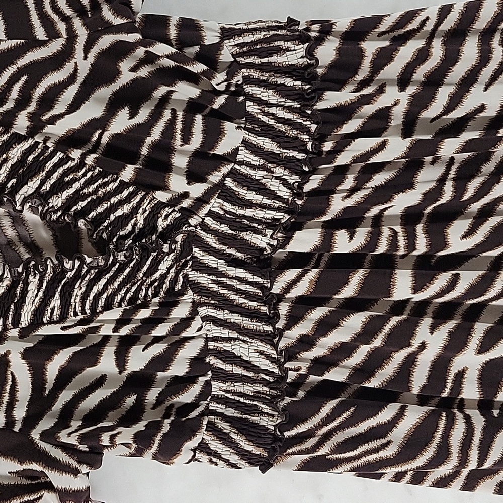 ENFOCUS V-Neck Brown & Cream Tiger Print Stretch Pullover Dress Size 14W - Picture 5 of 6